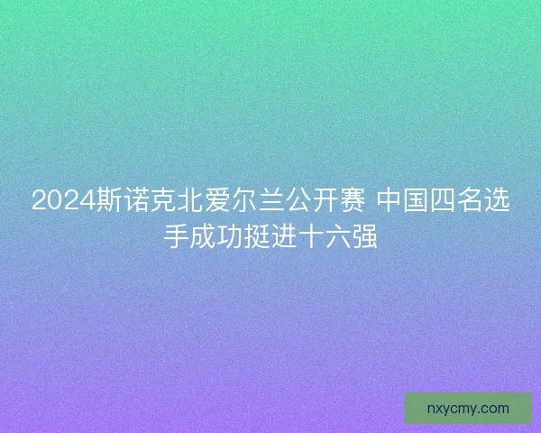 2024斯诺克北爱尔兰公开赛 中国四名选手成功挺进十六强