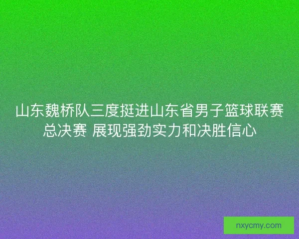 山东魏桥队三度挺进山东省男子篮球联赛总决赛 展现强劲实力和决胜信心